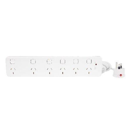 HPM General Purpose 175J 6 Outlet Surge Protected Switched Powerboard White