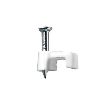 HPM Flat Type Cable Clip 5mm White - 20 Pack
