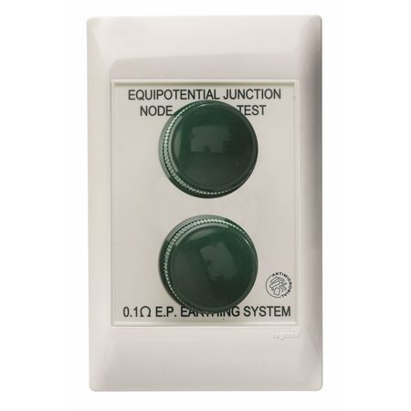 Excel Life - Medical - Common plate - Earth stud (node) - antimicrobial & chemical resistant Equipotential earth stud outlet 2 gang white