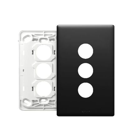 Excel Life EM Series Grid & Plate 3 Gang Matt Black