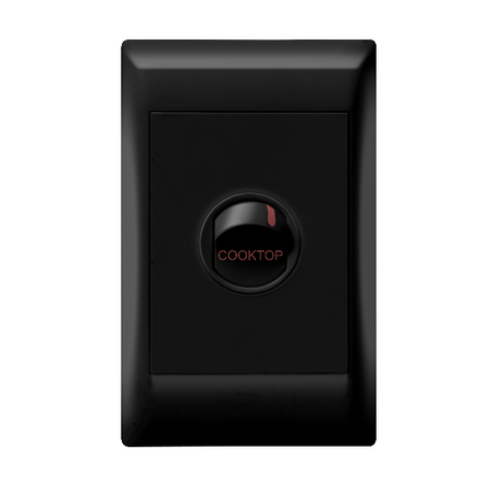 Excel Life 40A COOKTOP Double Pole Heavy Duty Vertical Rocket Switch 1 Gang Black