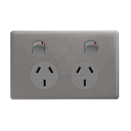 Excel Life 10A Double Pole Horizontal Double Powerpoint Urban Grey