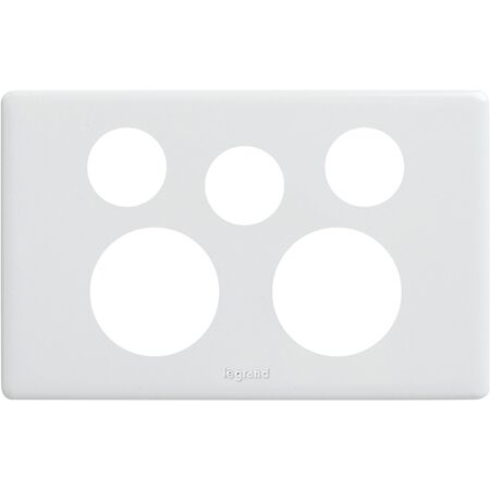 Excel Life Horizontal Double Powerpoint Coverplate with Extra Function Hole Gloss White