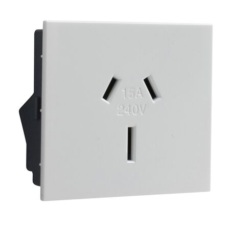 Excel Life - Vertical single powerpoint mechanism 1 gang 15A 240V a.c. autoswitch white