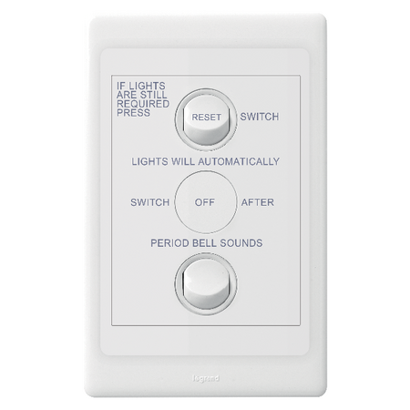 Excel Life 2 Gang No-Volt Switch with Bell-Press Reset Switch and 16A Switch White