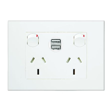 HPM VIVO 10A Double Powerpoint USB 2.4A x 2 Chargers White