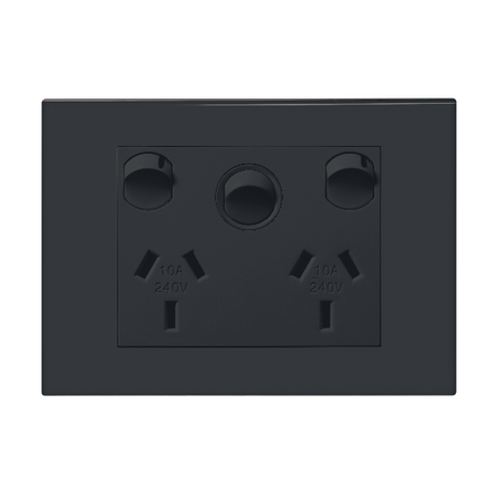 HPM VIVO 10A Horizontal Double Power Point with Switch Dark Grey
