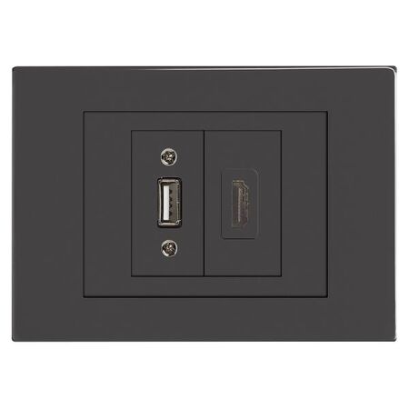 HPM VIVO HDMI + USB Combination Socket Dark Grey