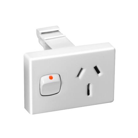HPM Standard 15A Din Mount Single Power Point White