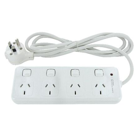 HPM General Purpose 4 Outlet 175J Surge Protected Switched Powerboard White