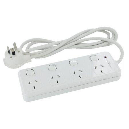 HPM General Purpose 4 Outlet 175J Surge Protected Switched Powerboard White