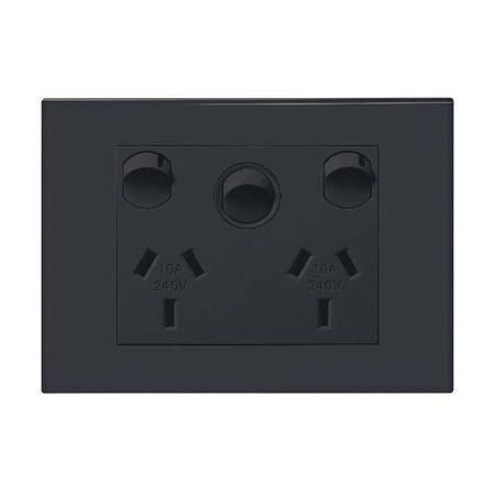 HPM VIVO 10A Horizontal Double Power Point with Switch Dark Grey