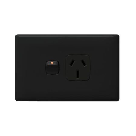 Linea - Horizontal single powerpoint 1 gang 15A 240V a.c. black