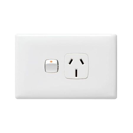Linea - Horizontal single powerpoint 1 gang 15A 240V a.c. white