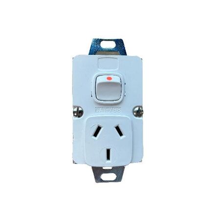 Architectural metal - Vertical single powerpoint mechanism 10A 240V a.c. white