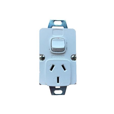 Architectural metal - Vertical single powerpoint mechanism 10A 240V a.c. white