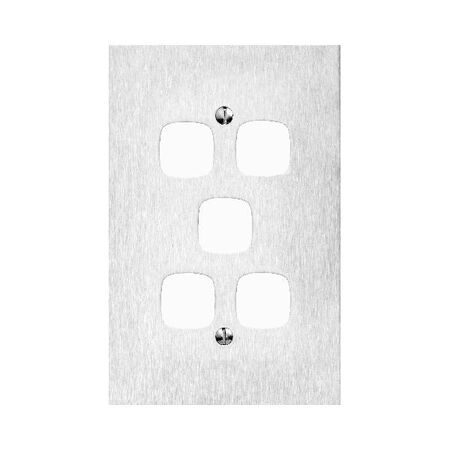 Architectural metal - Grid & stainless steel plate 5 gang white