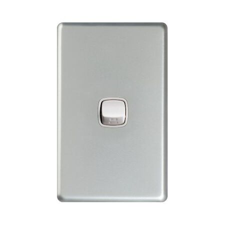 Excel - Vertical rocker switch - Single Pole Double Throw - 1 gang 2 way 10A 240V a.c. white/matt silver