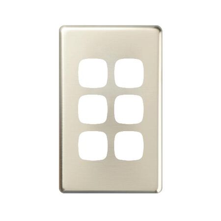 EXCEL - 6 Gang Switch Coverplate only - Stainless Steel