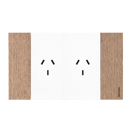 Bticino Living Now 4 Module Double Powerpoint Coverplate Oak