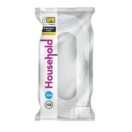 HPM Household 10A 3 Core 1.0mm²  Extension Lead 20m White