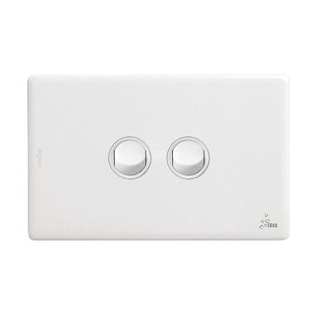 Excel Life 16AX Single Pole Double Throw Weatherproof Horizontal Rocker Switch 2 Gang Gloss White