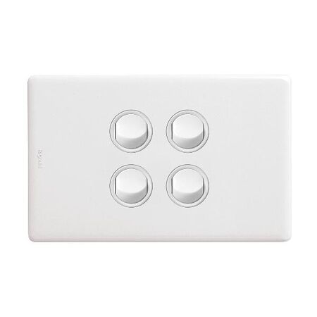Excel Life 16A Single Pole Double Throw Horizontal Rocker Switch 4 Gang Gloss White