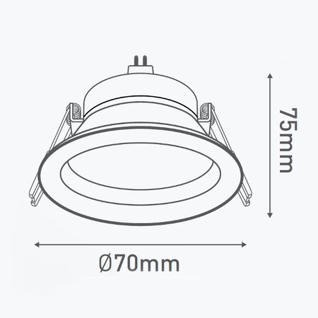 HPM MR16 12V 7W LED Warm White Downlight 70mm White