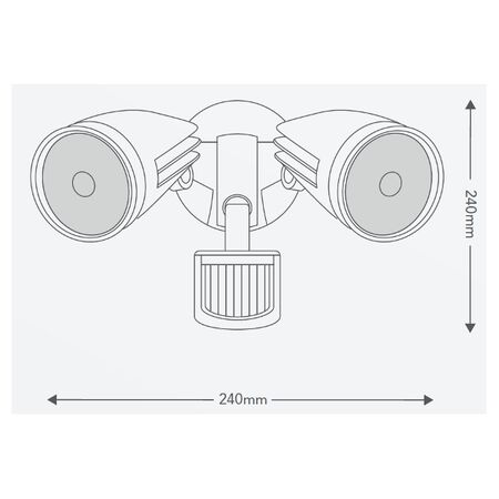 HPM SIKA 25W 2200lm LED Cool White Twin Floodlight with PIR Sensor Black