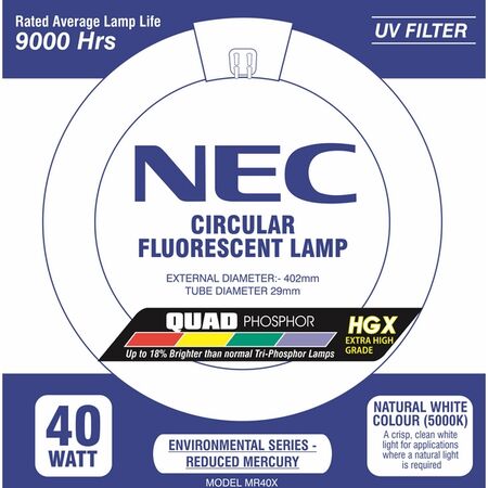 NEC - Circular fluorescent T9 lamp - 40W natural white 5000K 9000h - quad phosphor