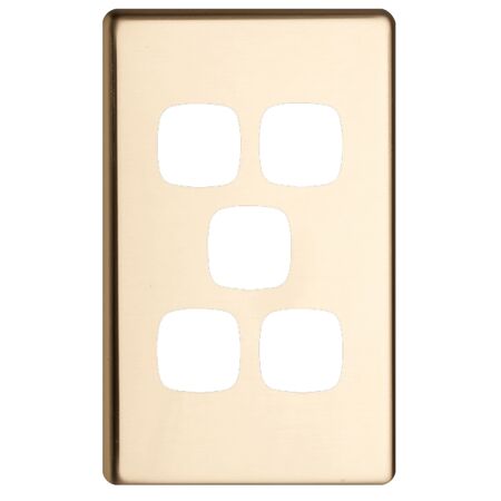 EXCEL - 5 Gang Switch Coverplate only - Polished Brass