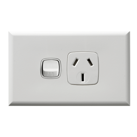 Excel - Single powerpoint 1 gang double pole 10A 240V a.c. white