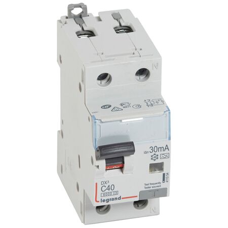 DX³ - RCBO 2P 6kA - A Type 30mA 230V a.c. - neutral on right hand side 1P+N 40A 2 module