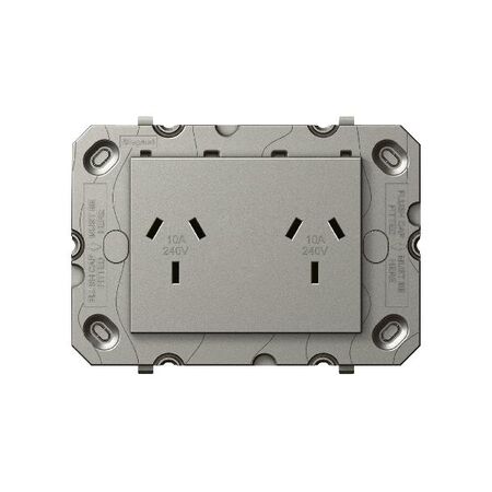 Arteor 770 series - Horizontal double powerpoint autoswitch 2 gang 10A 240V a.c. magnesium