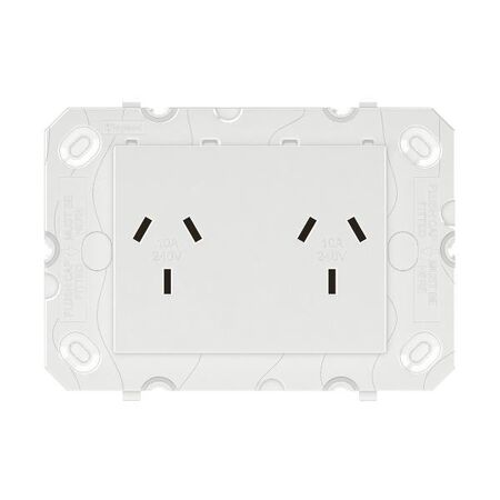 Arteor 770 series - Horizontal double powerpoint autoswitch 2 gang 10A 240V a.c. white