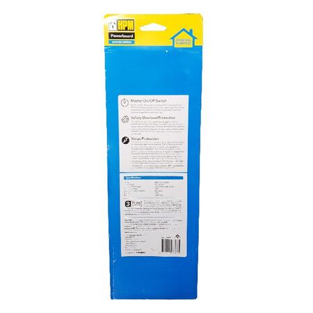 HPM General Purpose Master Switch 6 Outlet 375J Surge Protection Powerboard White