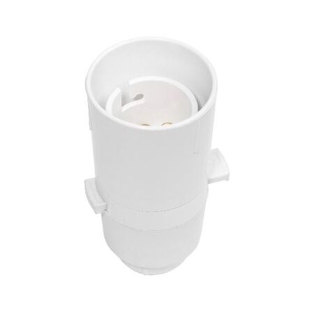 Lamp holder skirt 2P pushbar switch 1/2 brass thread with nipple top entry - white