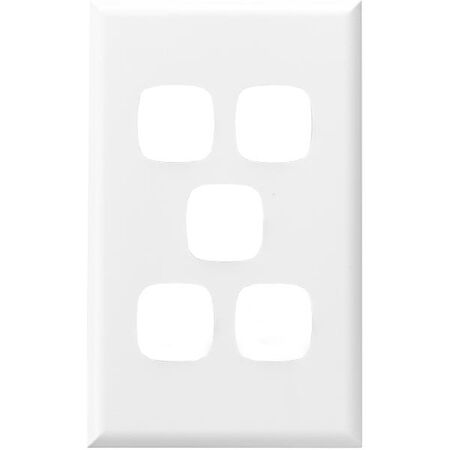 HPM Standard 5 Gang Rectangle Switch Cover Plate White