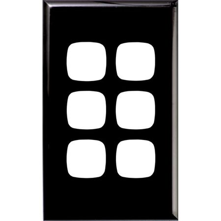 HPM Standard 6 Gang Rectangle Switch Cover Plate Black
