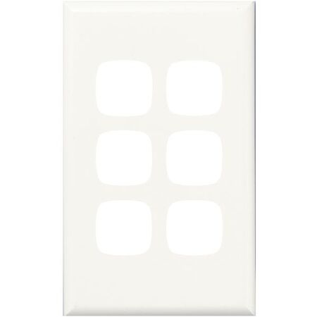 HPM Standard 6 Gang Rectangle Switch Cover Plate White