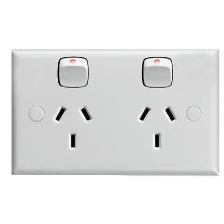HPM Standard 10A Double Pole Double Power Point White