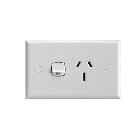 HPM Standard 20A Single Power Point White