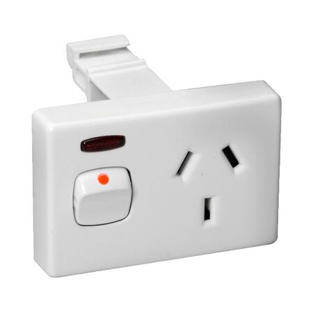 HPM Standard 10A Din Mount Single Power Point White