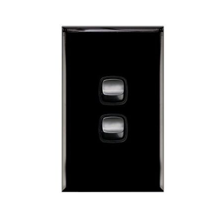 Excel - Vertical Rocker Switch - Single Pole Double Throw - 2 Gang 10A 240V a.c. - Black