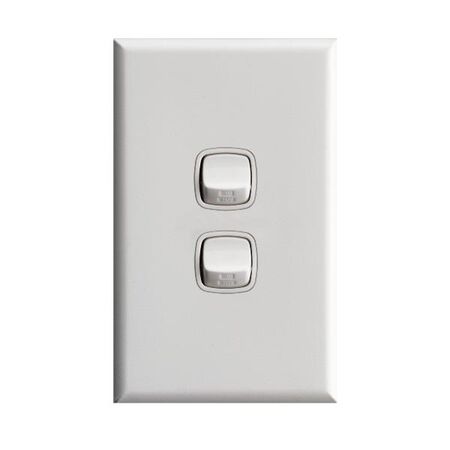 Excel - Vertical Rocker Switch - Single Pole Double Throw - 2 Gang 10A - White