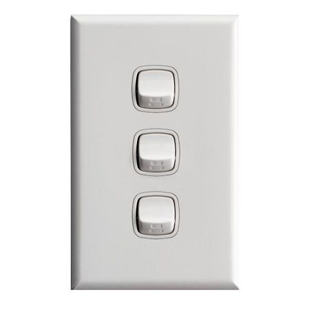 Excel - Vertical Rocker Switch - Single Pole Double Throw - 3 Gang 10A - White