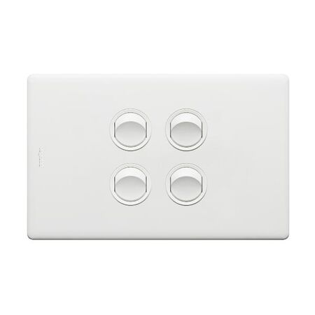 Excel Life 16A Single Pole Double Throw Horizontal Rocker Switch 4 Gang Matt White