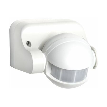 Sensor PIR white IP44 wall 500-1100W manual override 180°scan 12m range