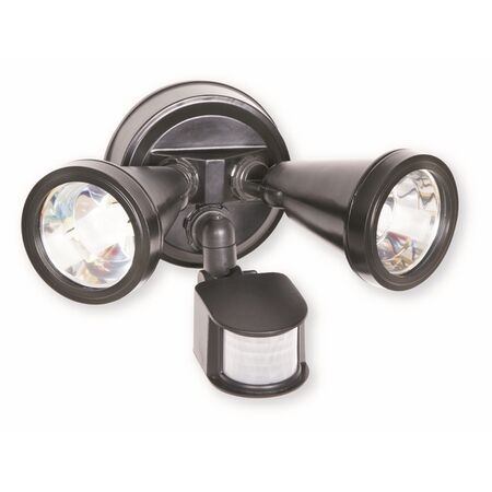 Nelson - Outdoor halogen floodlight - 200W Twin G9 floodlight with PIR sensor manual override IP44 black