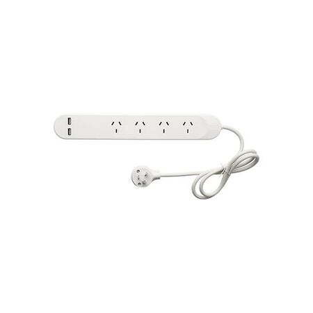 HPM Standard 4 Outlet USB Charging Powerboard White
